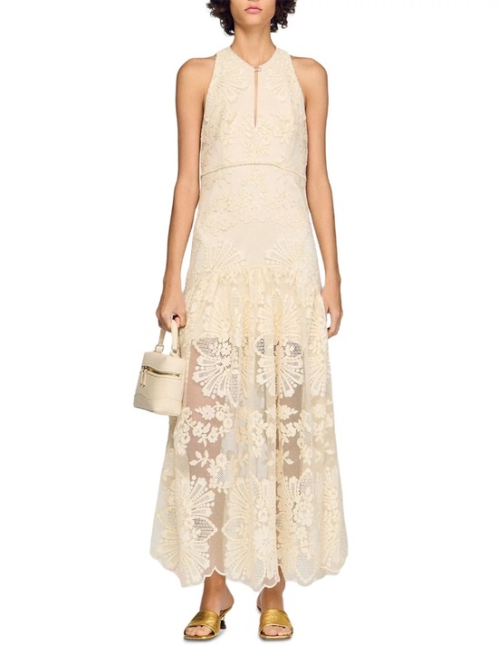 Sandro Dresses & Skirts - Lavandine Floral Cotton Guipure Maxi Dress